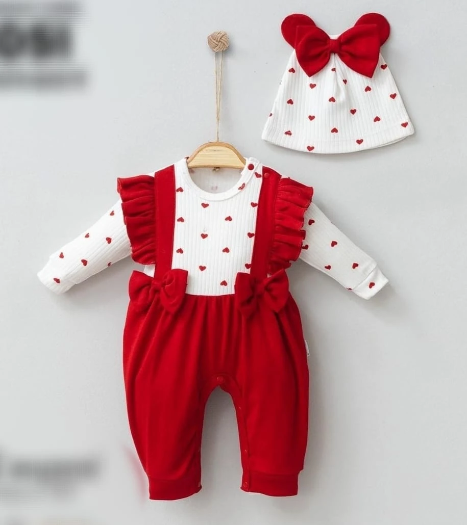 Bebek 3-9 Ay Minnie Baskılı Fiyonk Detaylı Mevsimlik  Tulum