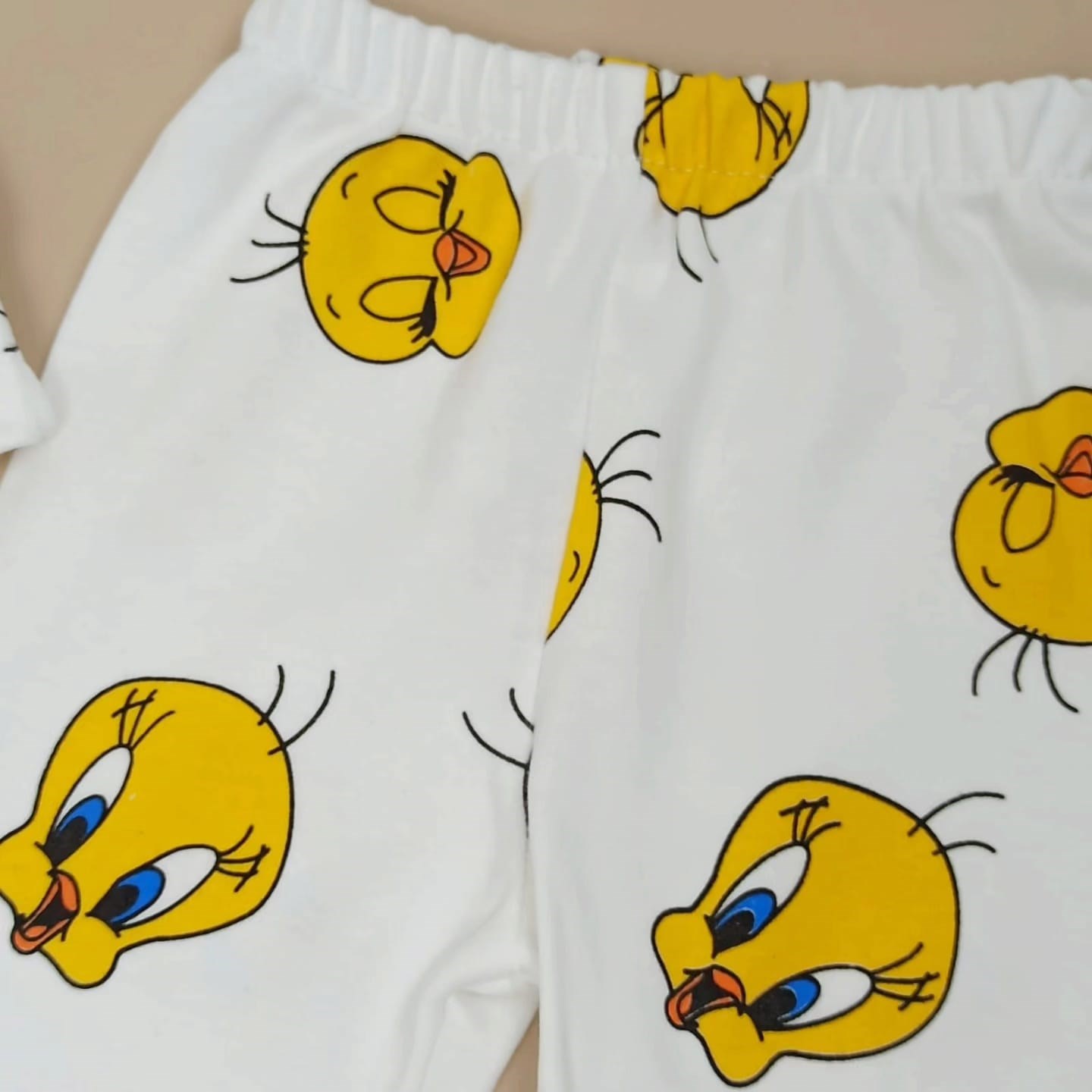 Bebek Pijama Takımı 6-24 Tweety Baskılı Düğme Detaylı Sarı