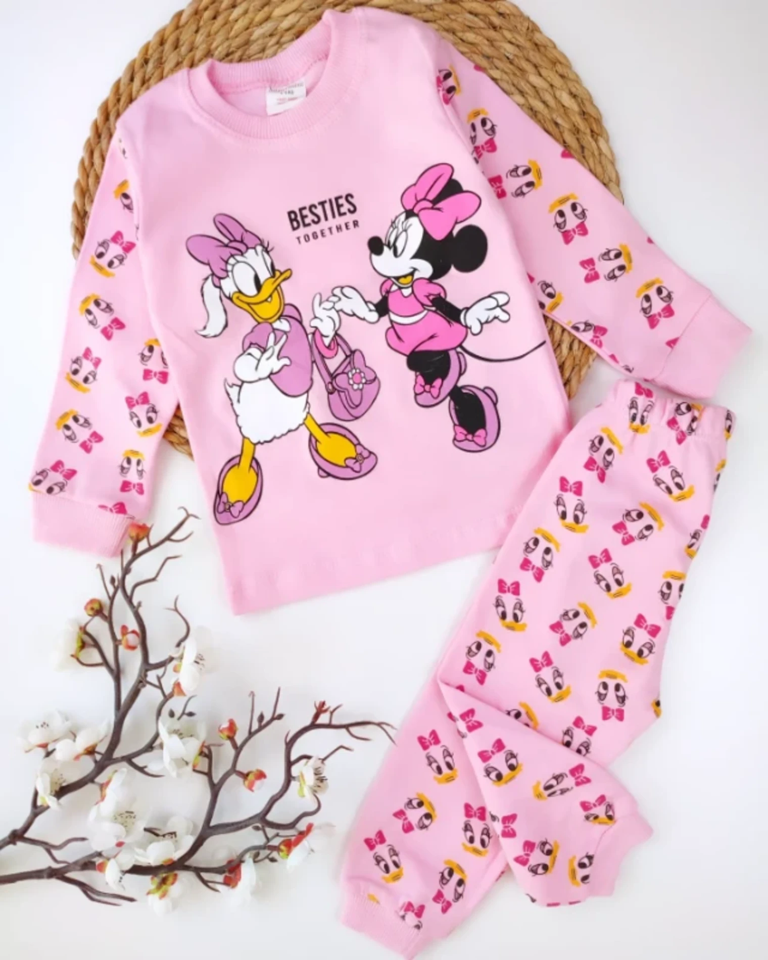 Bebek 4-6 Yaş  Daısy Duck ve Minnie Baskılı Pijama Takımı 