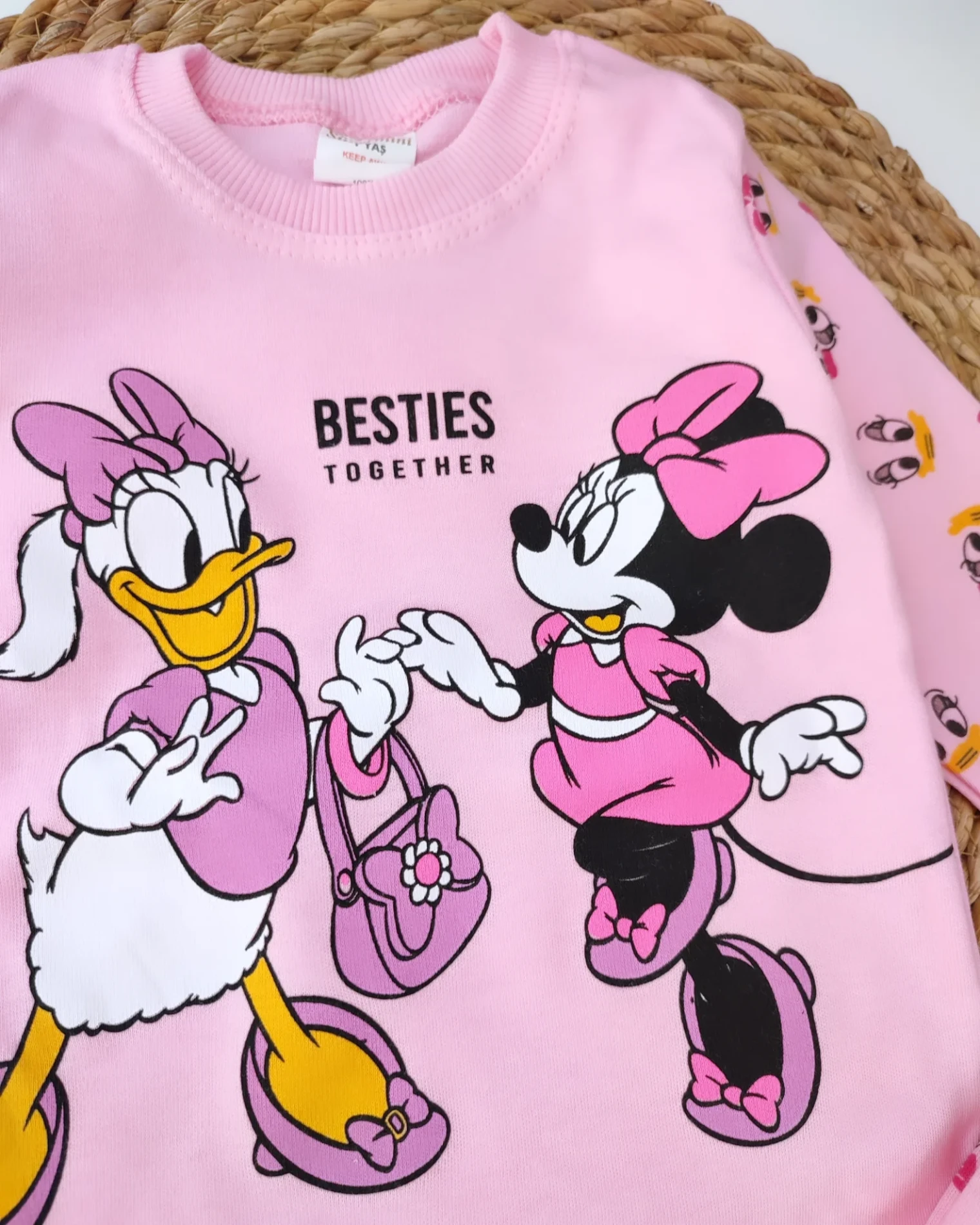 Bebek 1-3 Yaş  Dısy Duck ve Minnie Baskılı Pijama Takımı 