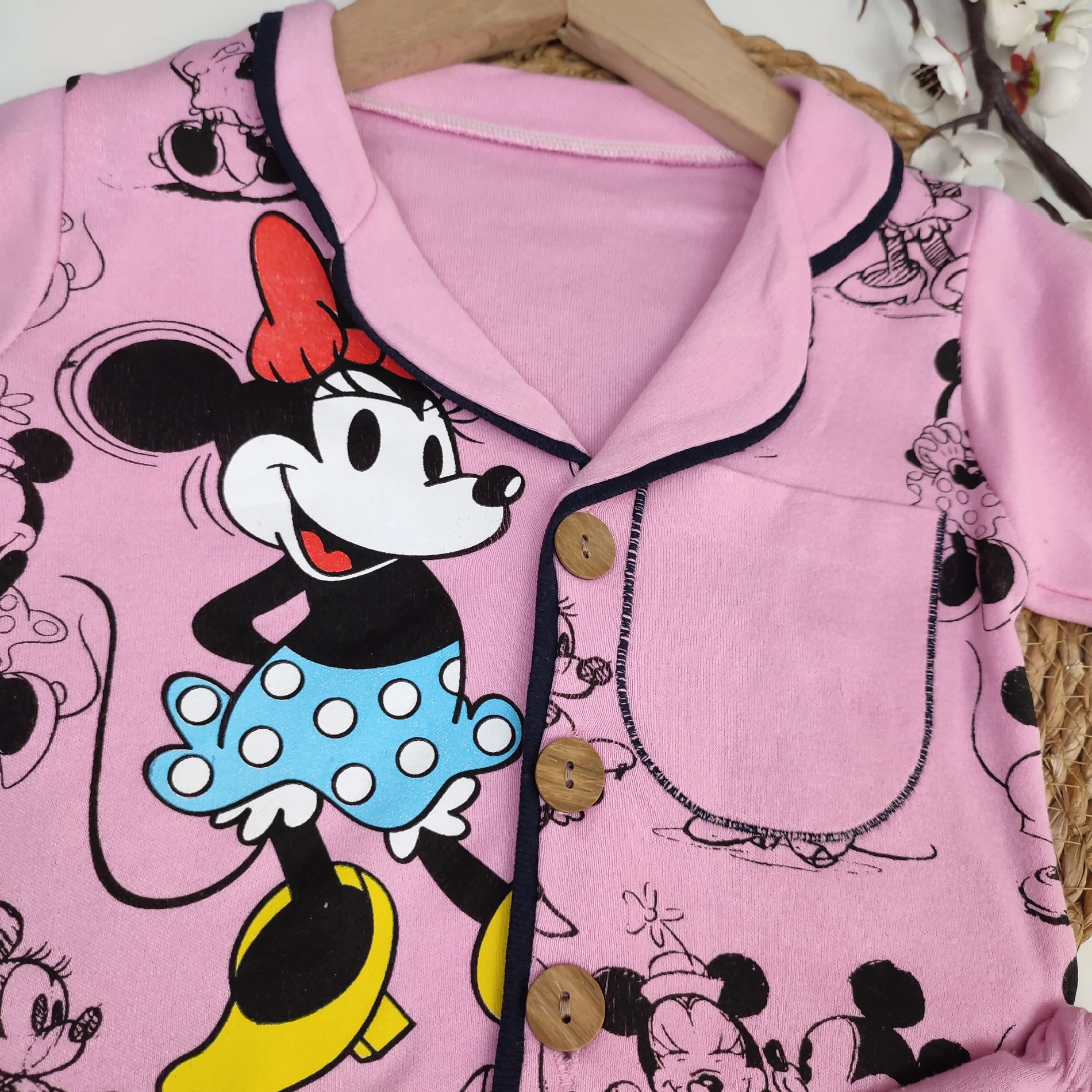 Bebek Takım 6-18 Ay Minnie Mouse Baskılı Yakalı Pijama Pembe