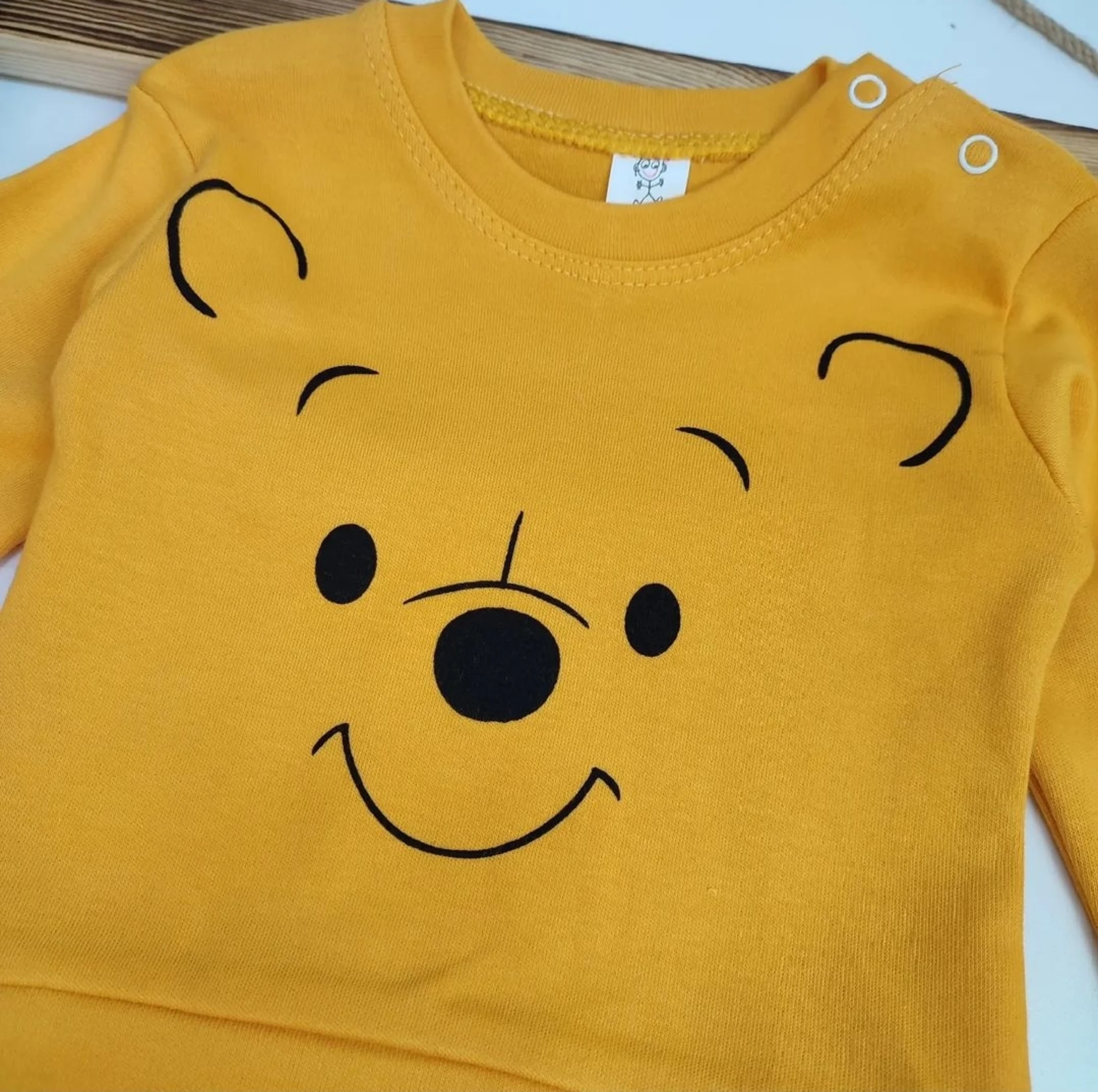 Bebek Takım 6-12 Ay Pooh Kafası Baskılı Mevsimlik 2 li Takım